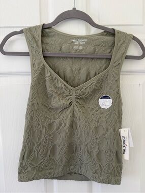 Wallflower Olive Green Lace-Texture Tank Top